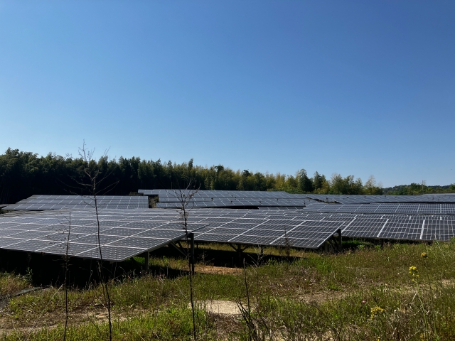 山間の土地を活用した太陽光発電所